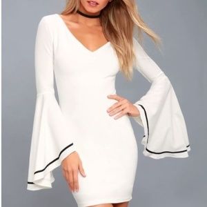 Lulus White Bell Sleeve Bodycon Dress
